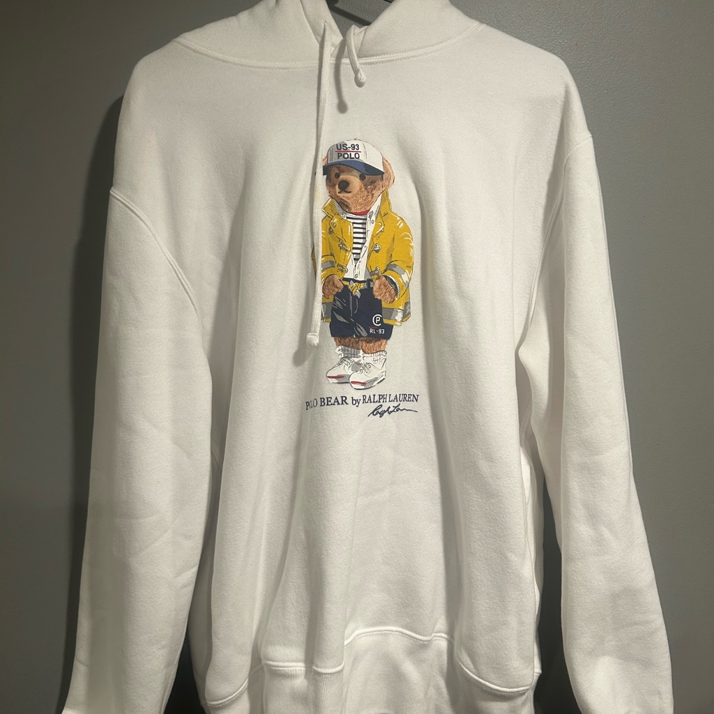 Polo By Ralph Lauren White Hoodie With Bear Graphic